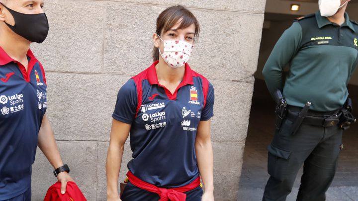 La karateka española Sandra Sánchez, durante la presentación de la campaña de vacunación del equipo olímpico español.