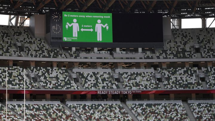 Imagen del videomarcador del Estadio Olímpico de Tokio.
