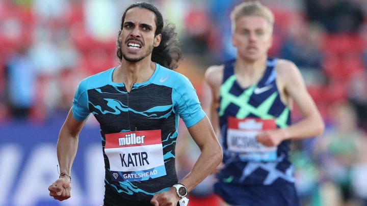 Mohamed Katir compite en la prueba de 3.000 metros en la Diamond League de Gateshead.