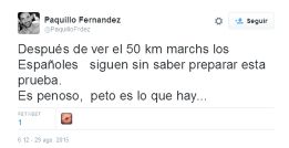 Paquillo acusa a los españoles de no saber preparar la prueba