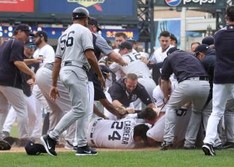 Miguel Cabrera se pelea con Austin Romine en pleno partido