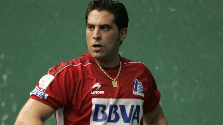El pelotari Mikel Goñi, durante un partido en su etapa como profesional.