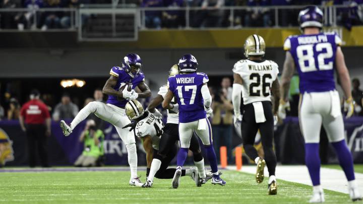 Un final de infarto le dio el triunfo a Vikings sobre Saints