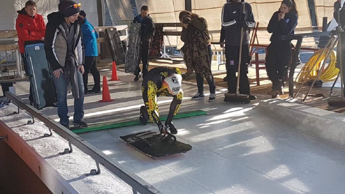 Ander Mirambell toma la salida en la prueba de skeleton de Copa América en Whistler.
