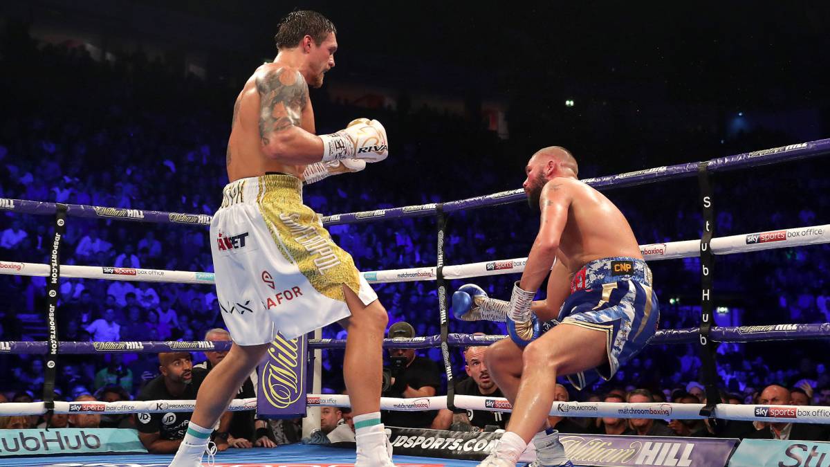 Crónica del Olek Usyk vs Tony Bellew: WBC, WBA, IBF y WBO del peso crucero.