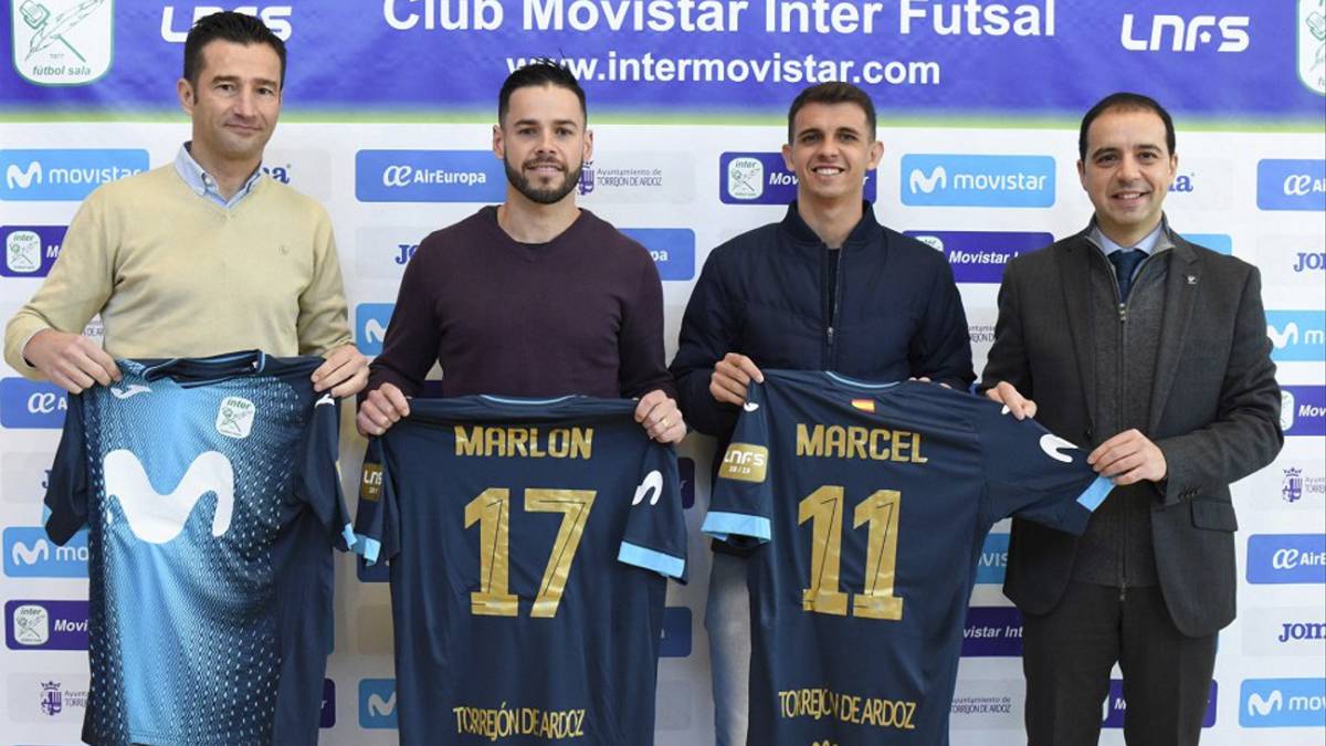 Marlon y Marcel en su presentación con el Movistar Inter