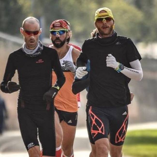 Jaume Leiva, Juan Pedro Mora y Juanmi durante un entrenamiento