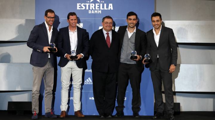 Protagonistas del mejor punto: Juan Martìn, Paquito, Lima y Belasteguín.