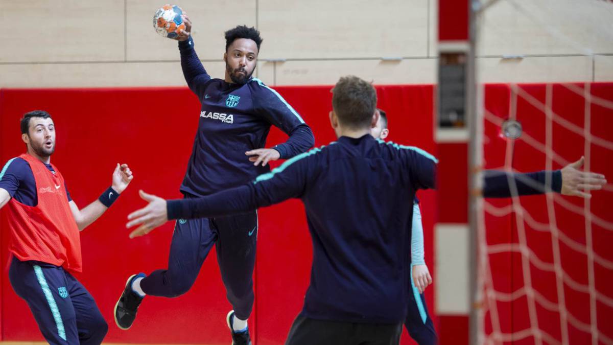 Entrebamiento del FC Barcelona Handbol