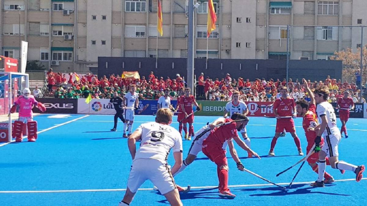 Imagen del partido de la FIH Pro League entre España y Alemania disputado este viernes en Valencia.