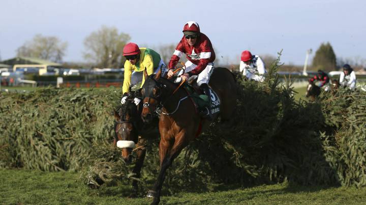 Tiger Roll y Davi Rusell (chaquetillas granate) en primera posición tras saltar una valla.