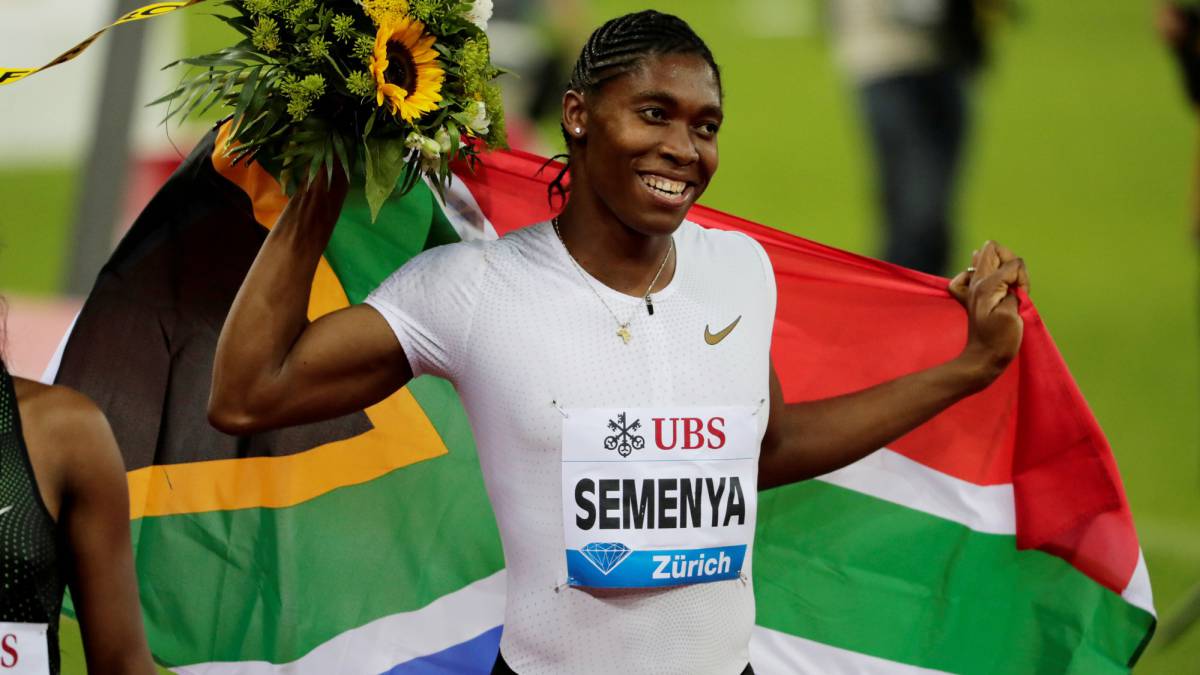 Caster Semenya celebra su victoria en la prueba de 800 metros de la Dimaond League 2018 en Zúrich.