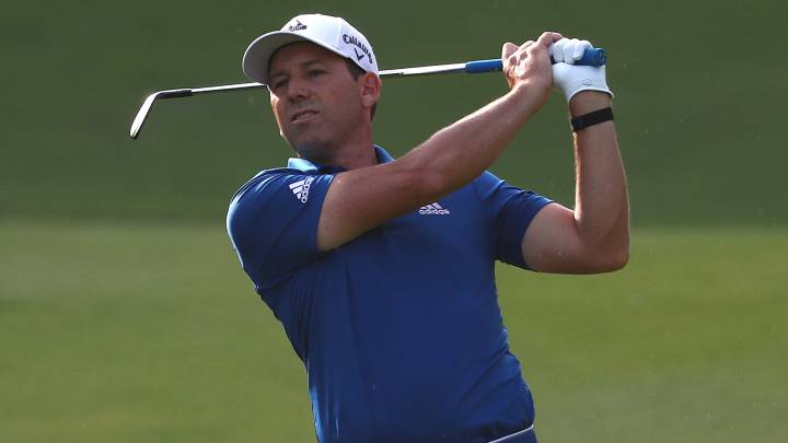 Sergio García golpea una bola durante un entrenamiento previo al WGC HSBC Champions en el Sheshan International Golf Club de Shanghai, China.
