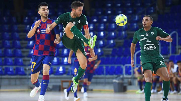 Imagen del partido de la Liga Nacional de Fútbol Sala entre Barcelona y Osasuna Magna.