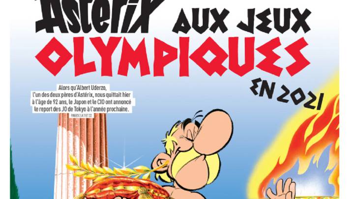 Portada de L'Équipe del 25 de marzo de 2019, con Astérix y Obélix y la decisión de aplazar los Juegos Olímpicos de Tokio a 2021 como protagonistas.