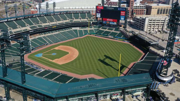 Comerica Park, estadio de los Detroit Tigers, equipo de béisbol.