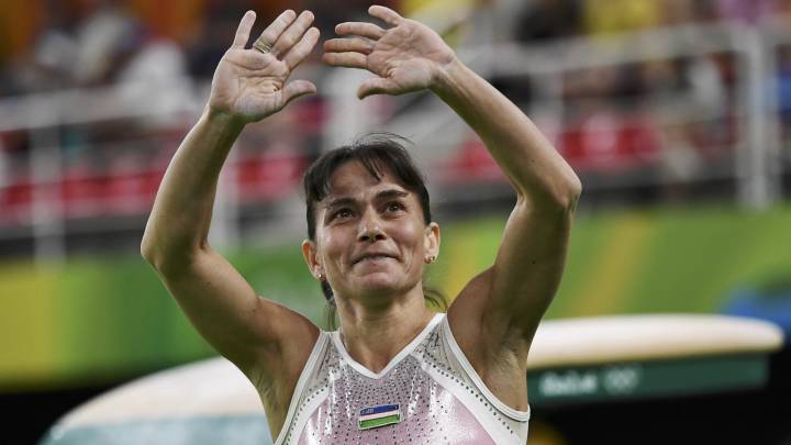 La gimnasta uzbeka Oksana Chusovitina durante los Juegos Olímpicos de Río 2016.