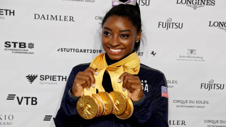 Simone Biles, con sus cinco oros del Mundial en 2019