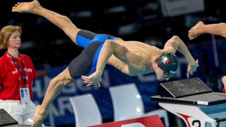 Fabio Lombini, durante una competición con Italia.