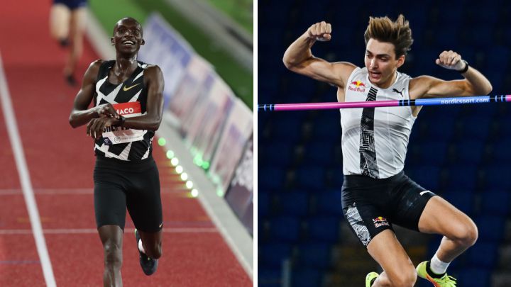 El fondista ugandés Joshua Cheptegei y el pertiguista sueco Armand Duplantis.