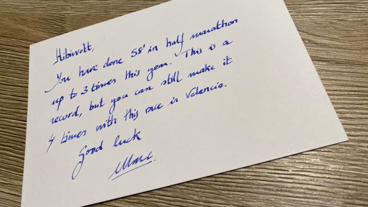 La carta premonitoria de Marc Roig al plusmarquista Kandie