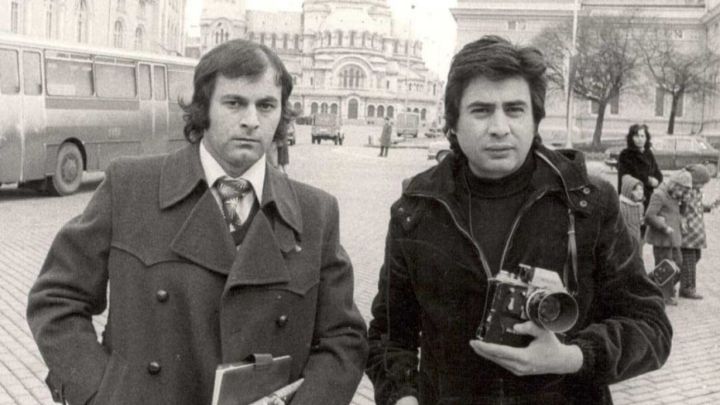 Miguel Vidal y Javier Gálvez, en Huelva, durante el Colombino de 1972.