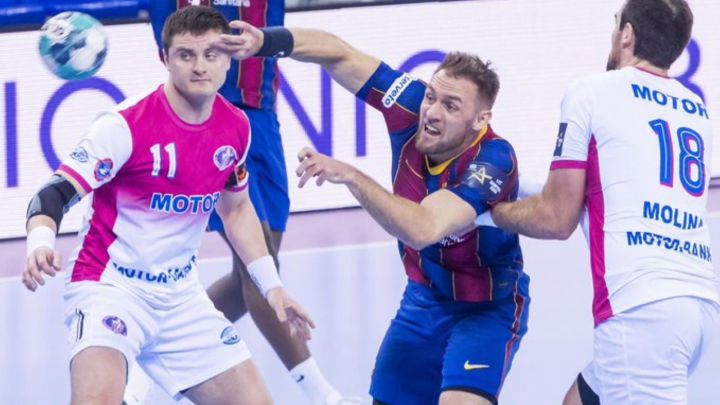 Cindric, en el partido de esta semana que logra el récord del Barça en Europa.