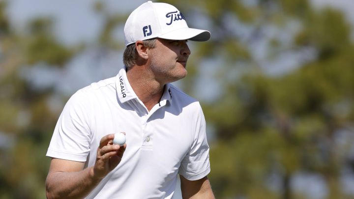 Matt Jones reacciona tras lograr un birdie durante la primera jornada del The Honda Classic en el PGA National Champion de Palm Beach Gardens, Florida.