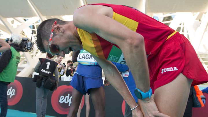 Camilo Santiago, tras concluir el Campeonato del Mundo de Media Maratón de Valencia en 2018.