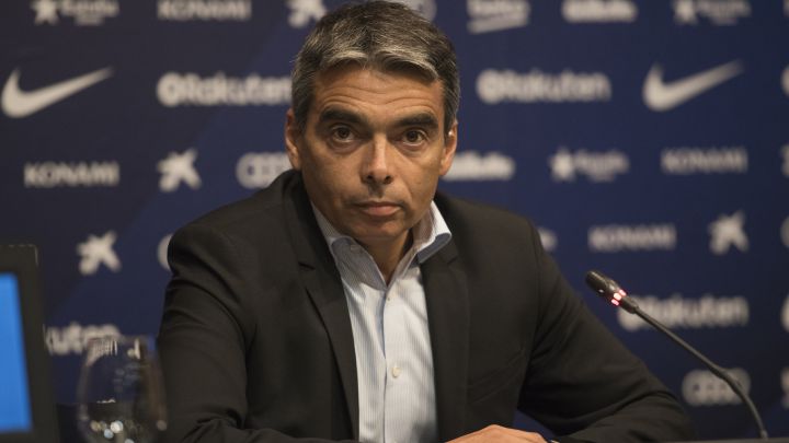 Albert Soler, durante una rueda de prensa en su etapa como director de Relaciones Institucionales del F.C. Barcelona.