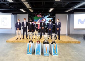 Movistar Inter FS visita Telefónica y ofrece los cuatro últimos títulos a José María Álvarez-Pallete