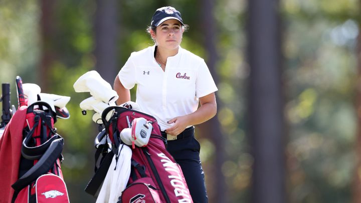 La golfista española Ana Peláez, durante una competición.