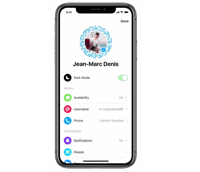Facebook messenger modo oscuro