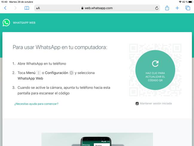 ipad whatsapp web