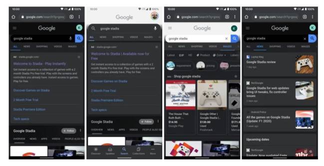 google buscador tema oscuro