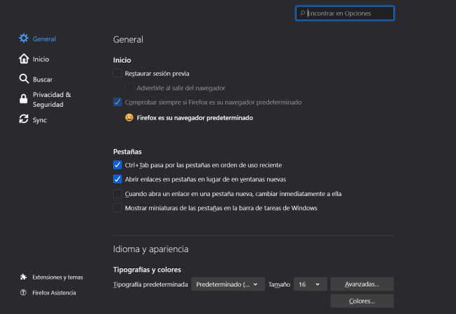 pestañas firefox