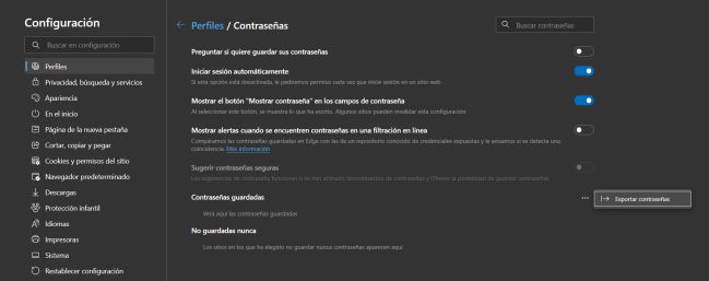 edge contraseñas