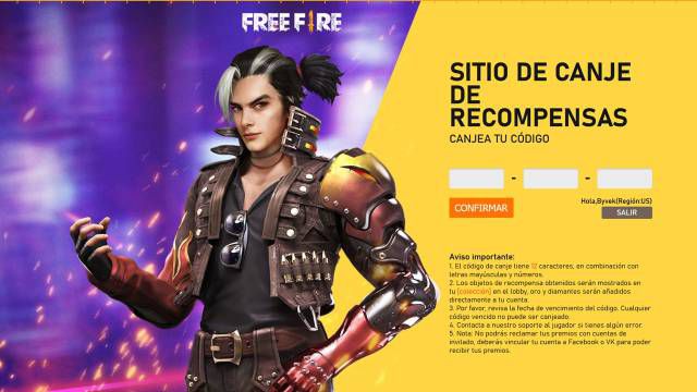 Free Fire Codigos Recompensation Free Marts 22 Marjo Canzier Skins Arms Movils iOS Android Garena