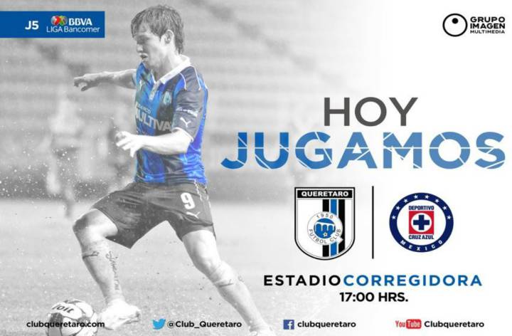 Querétaro vs Cruz Azul en vivo y online, Jornada 5 del Apertura de la Liga MX; hoy sábado 13/08/2016 a las 17 horas
