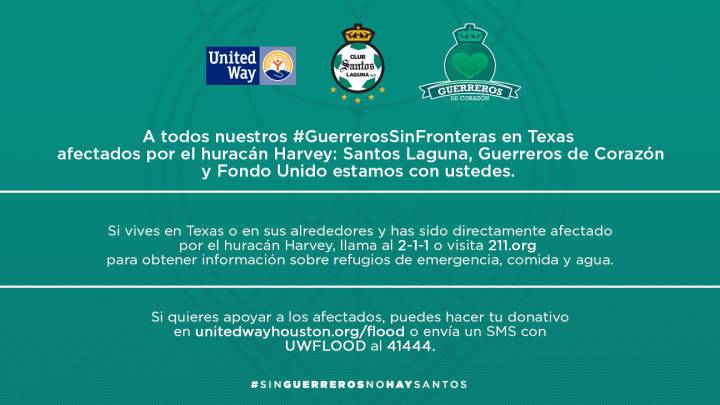 Santos se une con United Way para apoyar a damnificados por Harvey