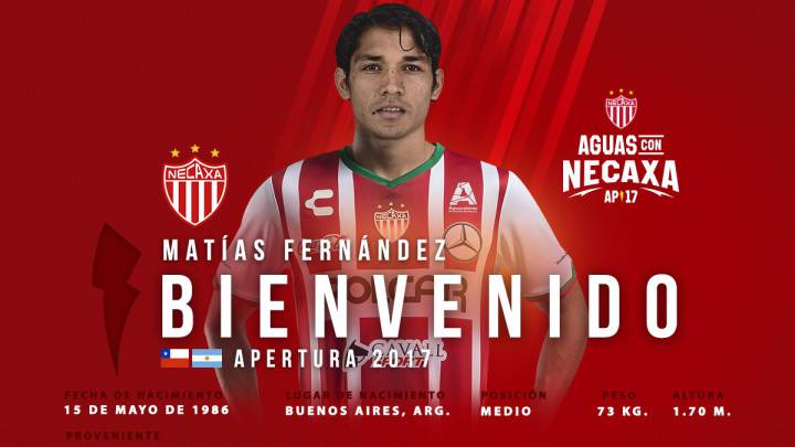 OFICIAL: Matías Fernández ya es refuerzo del Necaxa