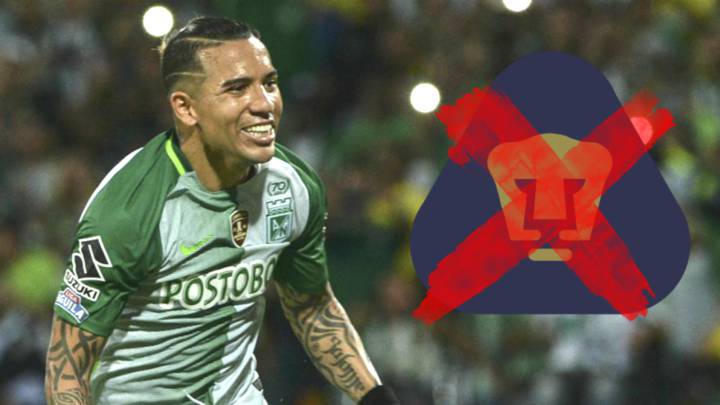 Dayro Moreno no llegará a Pumas según Atlético Nacional. El equipo ‘verdolaga’ expresó que harán válida la cláusula para que se mantenga en el club