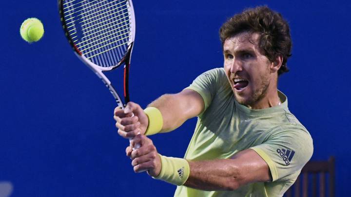 Juan Martín del Potro en un partido del Abierto Mexicano de Tenis.