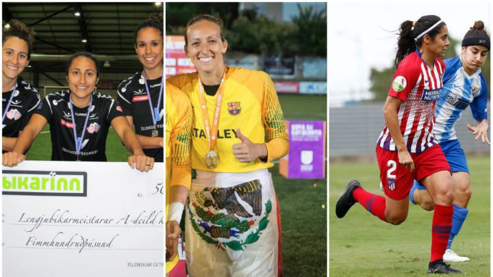 Jugadoras de fútbol en el campo de juego