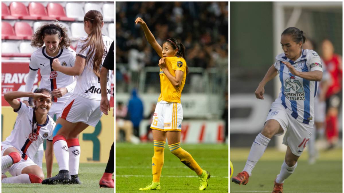 Jugadoras de fútbol corriendo en el campo