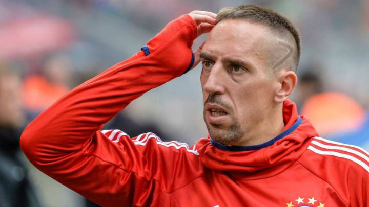 Franck Ribéry calentando con el Bayern Múnich