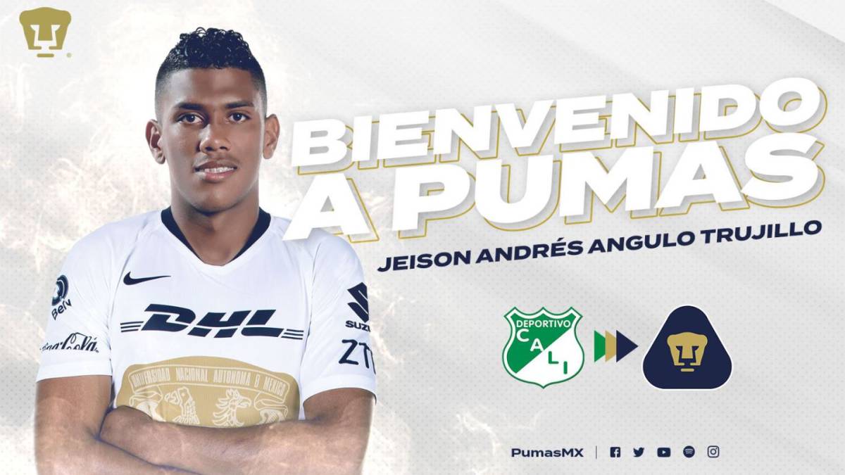 Pumas reforzó la defensa en el mercado invernal, el lateral izquierdo Jeison Angulo firmó este jueves el contrato que lo vincula con los felinos.