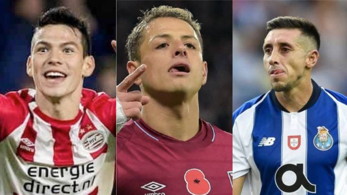 Hirving Lozano, Javier Hernández y Héctor Herrera con sus respectivos equipos