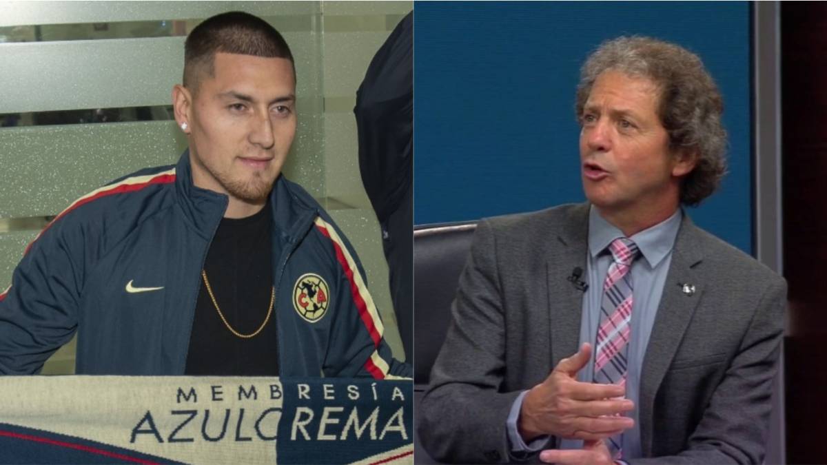 Nico Castillo en su llegada a México para firmar con América y Brailovsky durante un programa en Fox Sports.