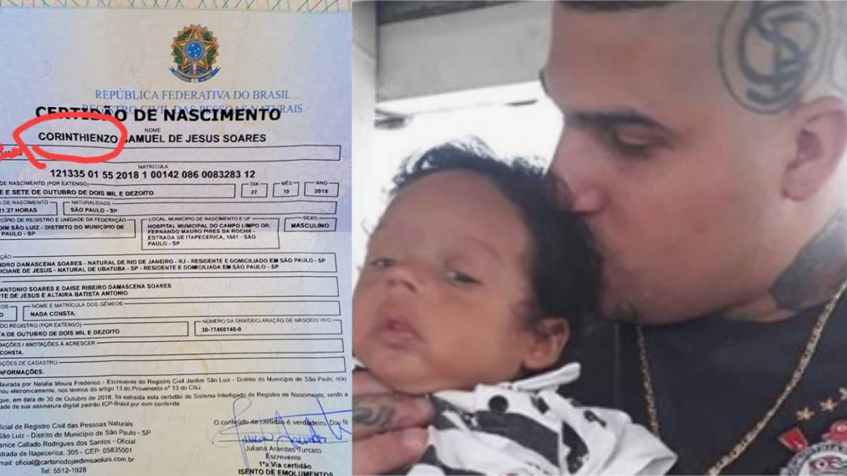 Leandro Soares, aficionado de Corinthians, bautizó a su hijo con un nombre poco habitual, ya que decidió incluir el nombre del equipo de sus amores.